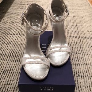 Stuart Weitzman Nudist White Glitter Sandal